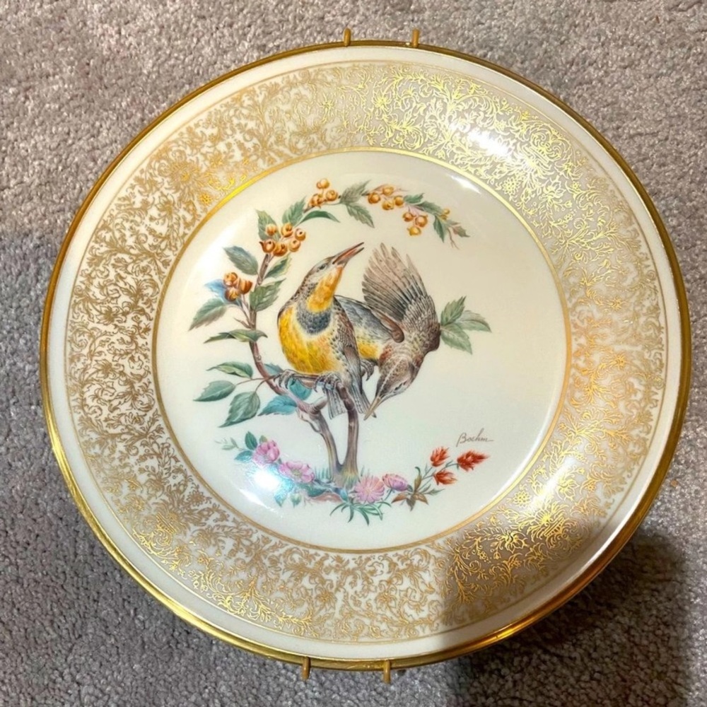 Lenox Porcelain Decorative Bird Plate with Gold Filigree